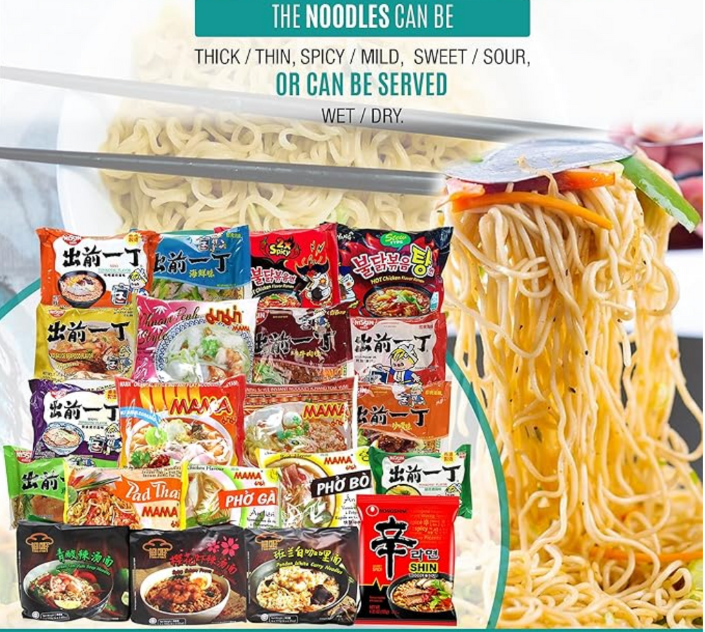 Asian Instant Noodle Care Package – Premium Mega Pack (10 Packs + Free Snacks)