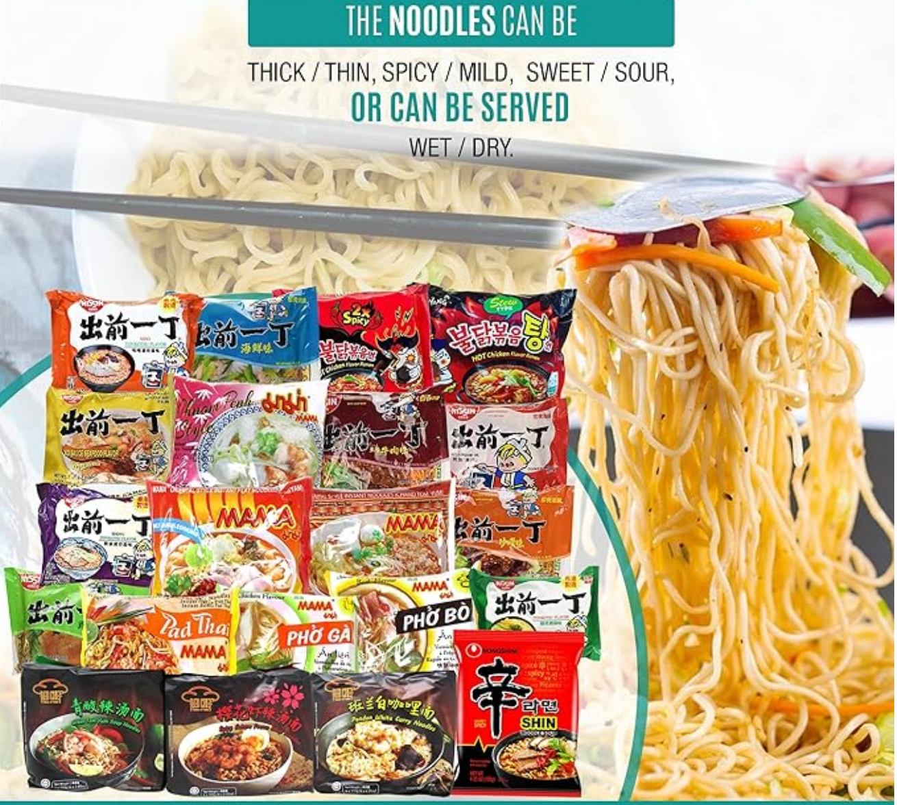 Asian Instant Noodle Care Package – Premium Mega Pack (10 Packs + Free Snacks)