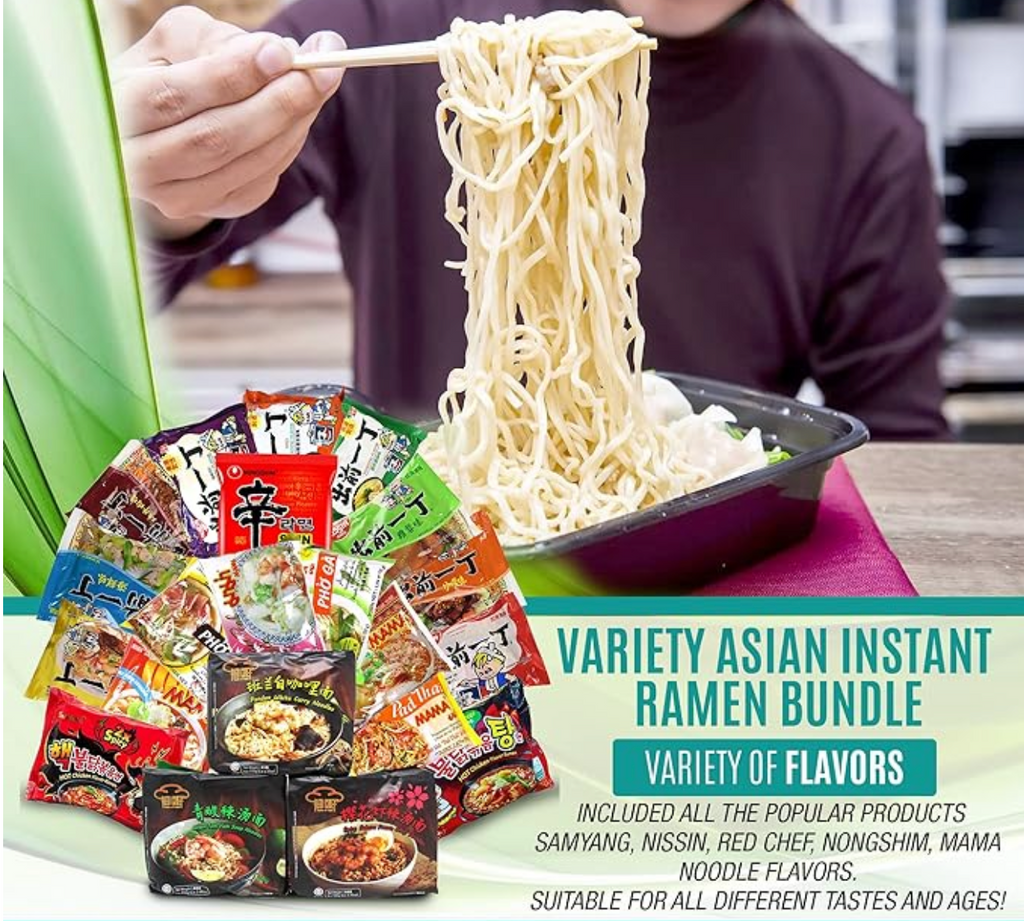 Asian Instant Noodle Care Package – Premium Mega Pack (10 Packs + Free Snacks)