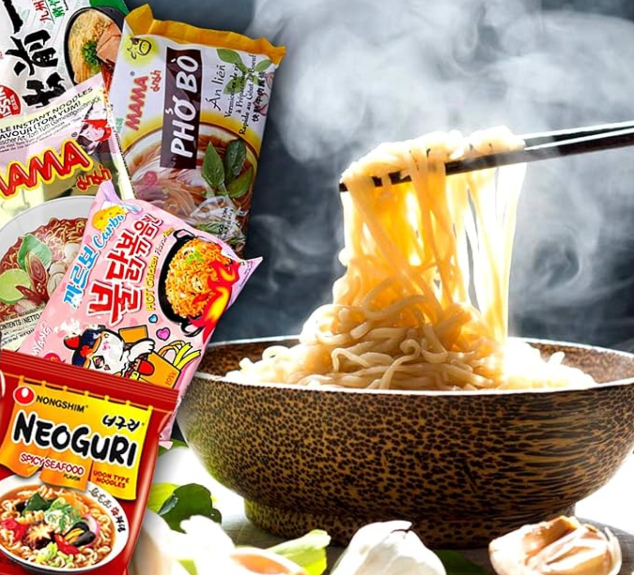 Asian Instant Noodle Care Package – Premium Mega Pack (10 Packs + Free Snacks)