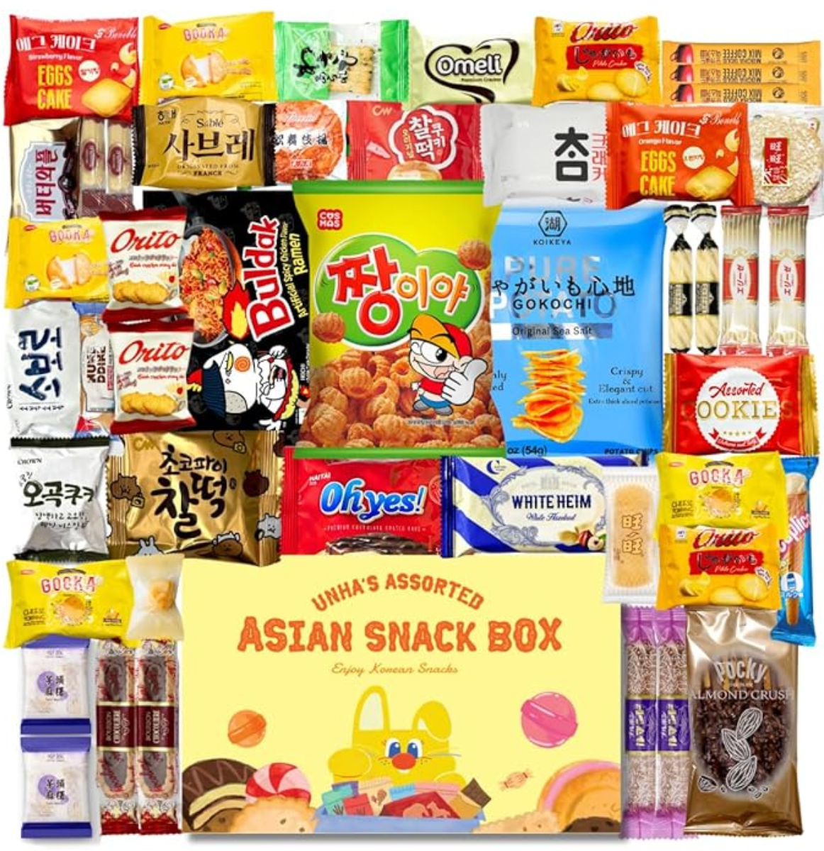 Korean and Japanese Snack Box ( 45 Count) - Variety Assortment of Japanese Snacks and Korean Snacks chips cookie Treats for Kids Children College Students Adult Gift