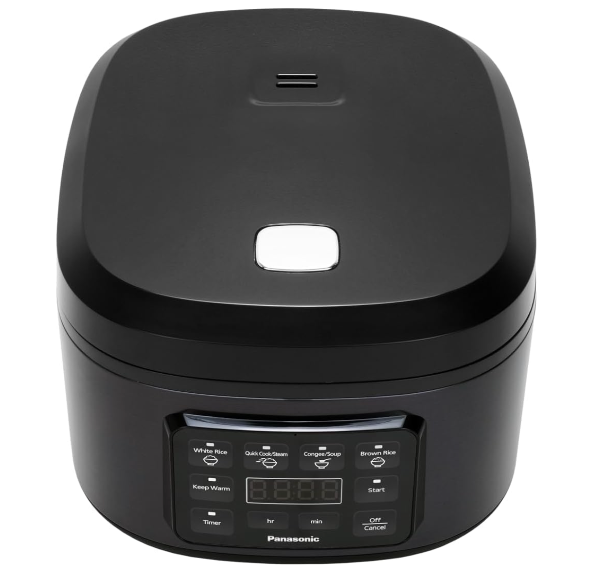 Panasonic Rice Cooker 10 Cup, LED Display, Touch Control, Non-Stick Pot, Quick Cook, Keep Warm, 4 Auto Menus, Delay Timer, Includes Measuring Cup, Rice Scoop, Steam Basket, Black (SR-DA182KST)