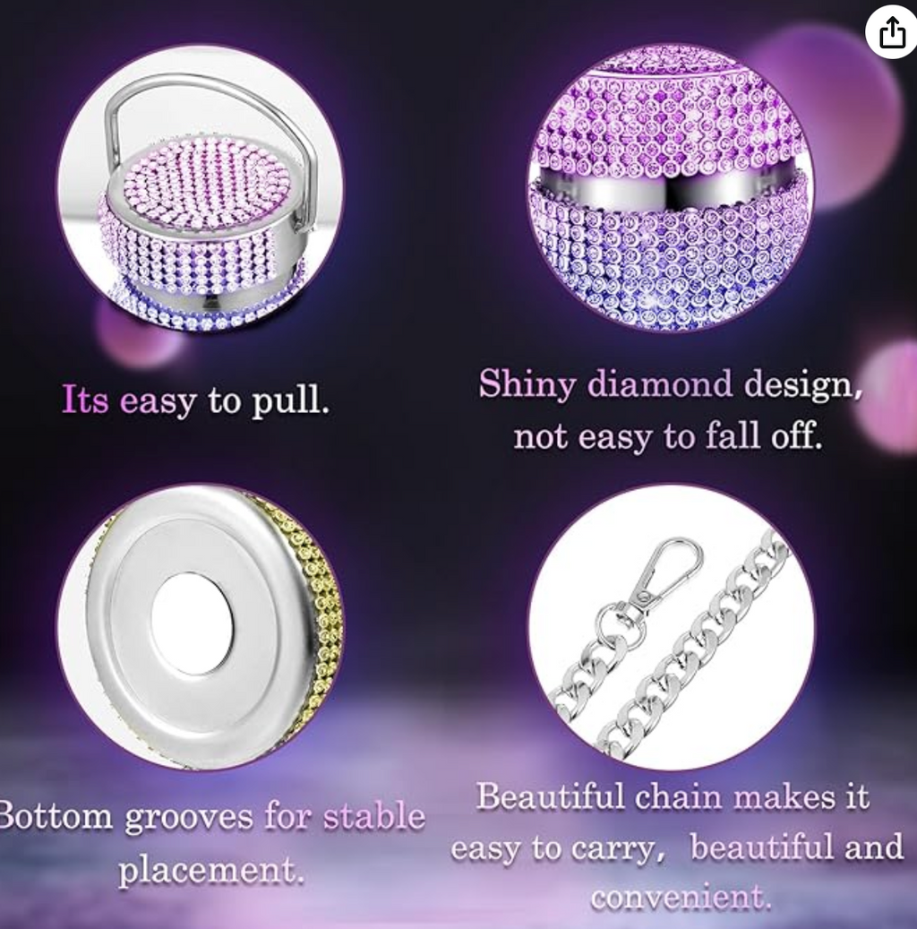 Diamond Water Bottle Bling Rhinestone Stainless Steel Thermal Refillable Insulated Glitter with Chain for Women Girls Gifts (Gold, 750 ml)