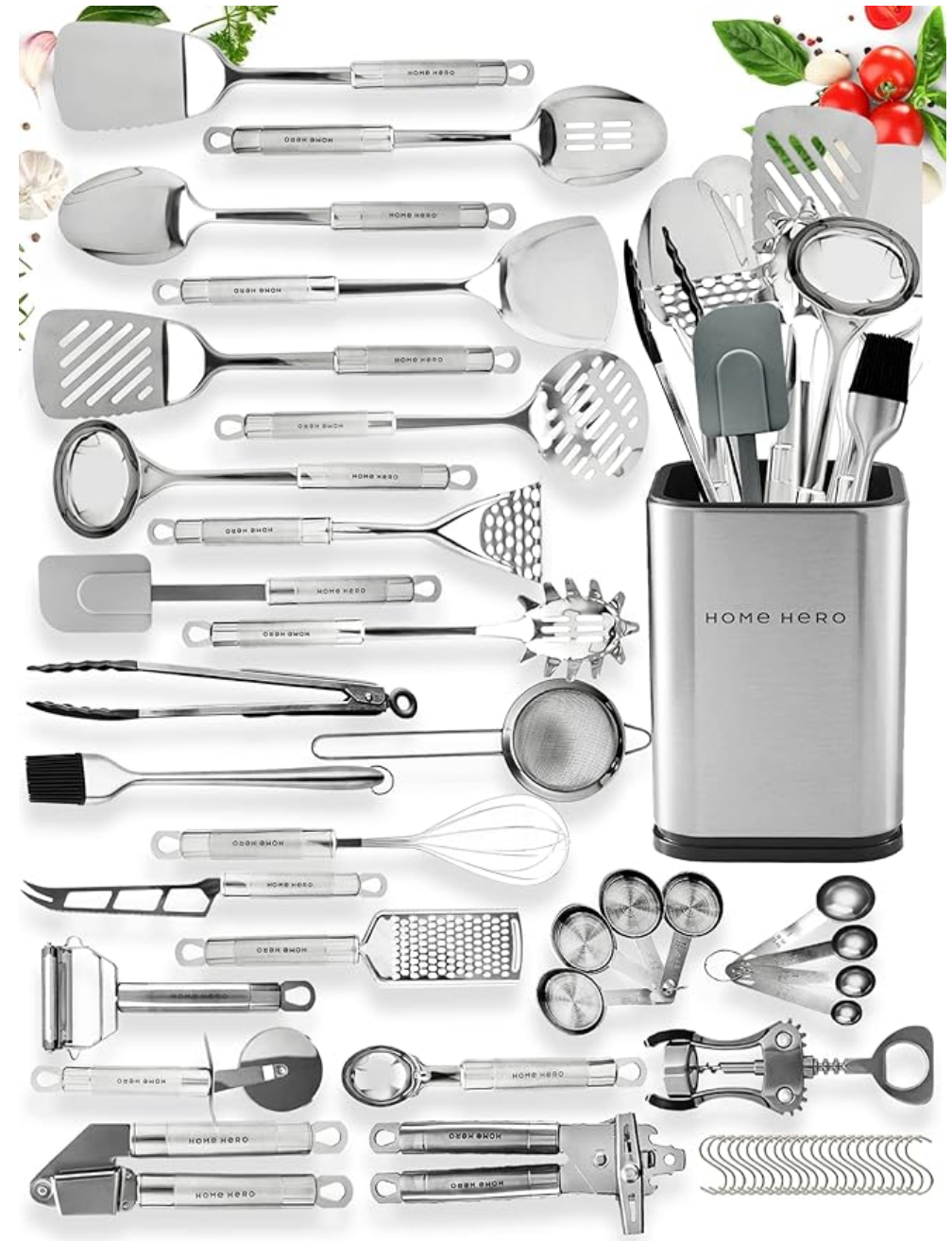 29-pcs Kitchen Utensils Set - Stainless Steel Cooking Utensils Set with Spatula - Kitchen Gadgets & Kitchen Tool Gift Set