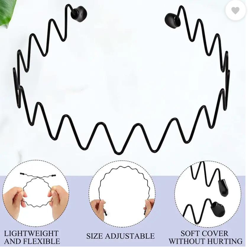 Diversa Metal Wave Non-Slip Hair for Outdoor Sports for Men, 6 Pcs Set Head Band  (Black)